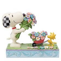 Jim Shore Peanuts Snoopy + Woodstock Flowers